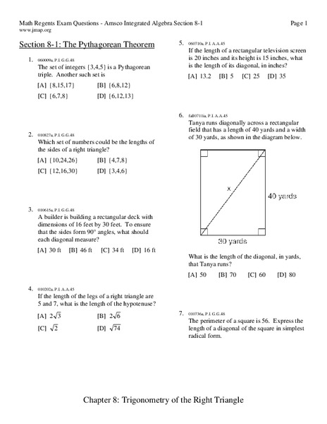 The Pythagorean Theorem Worksheet