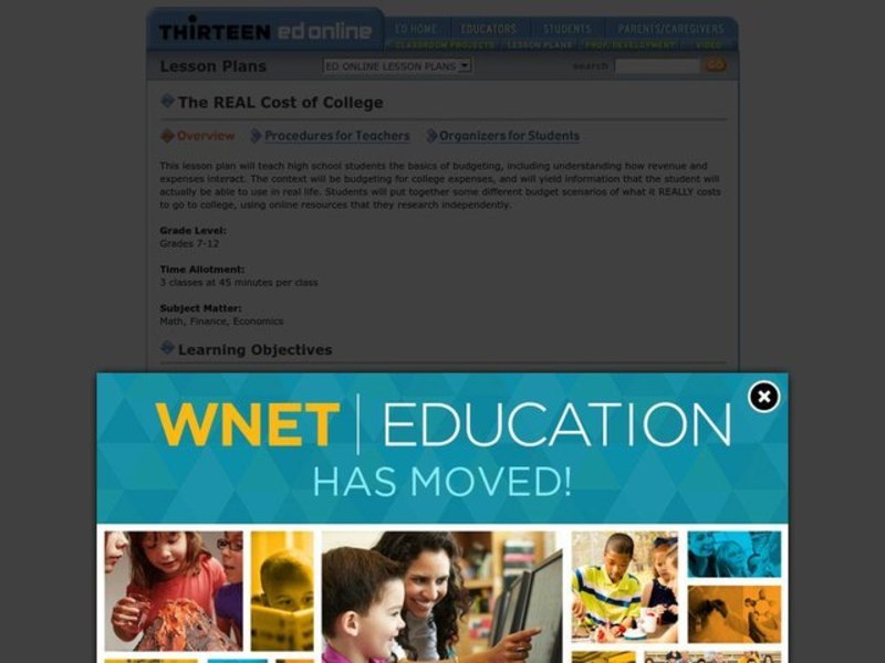 The REAL Cost of College Lesson Plan