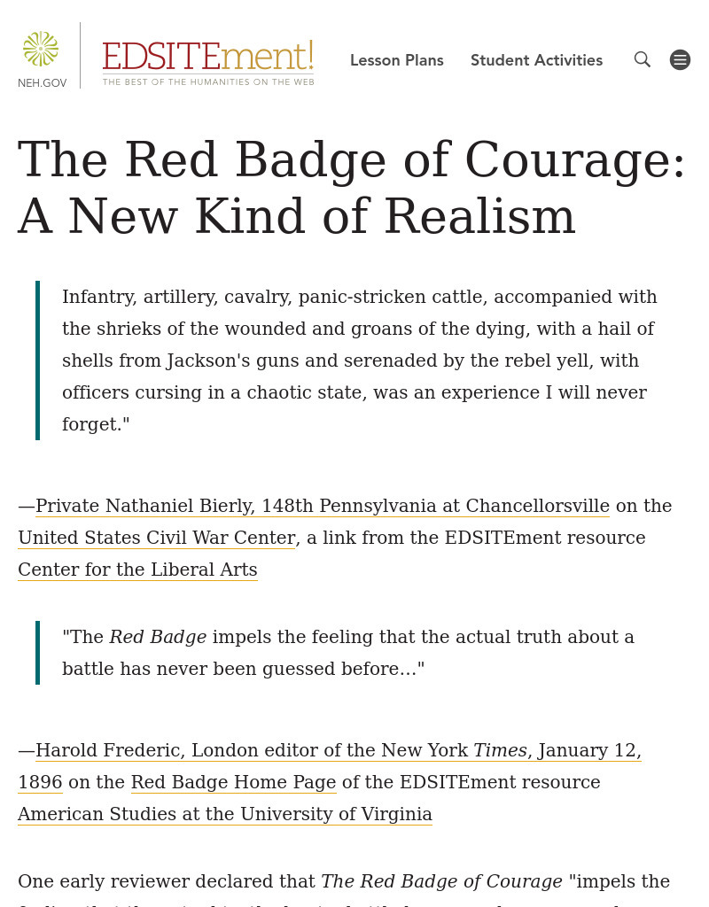 The Red Badge of Courage: A New Kind of Realism Lesson Plan