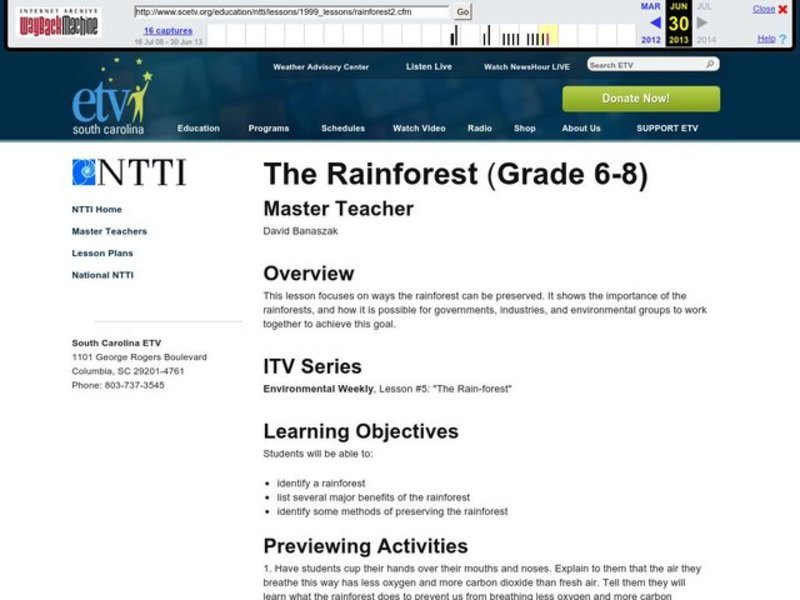 The Rainforest Lesson Plan