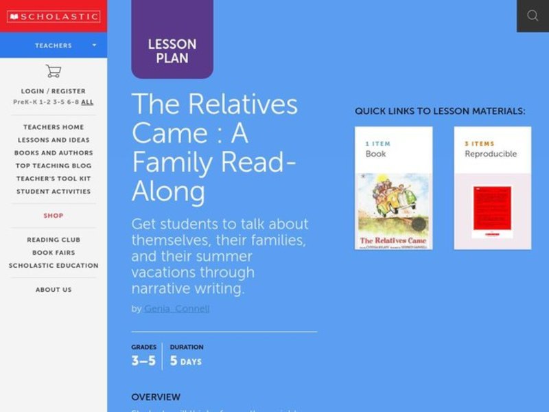 The Relatives Came: A Family Read-Along Lesson Plan