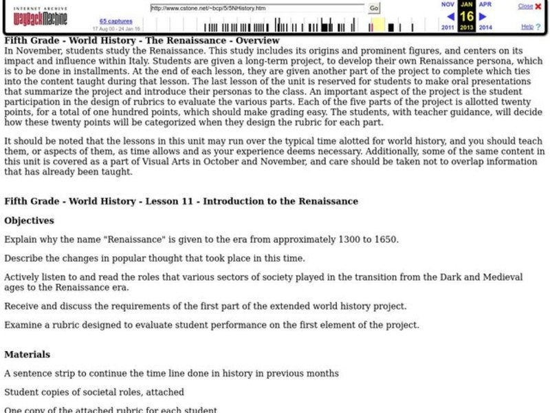 The Renaissance Lesson Plan