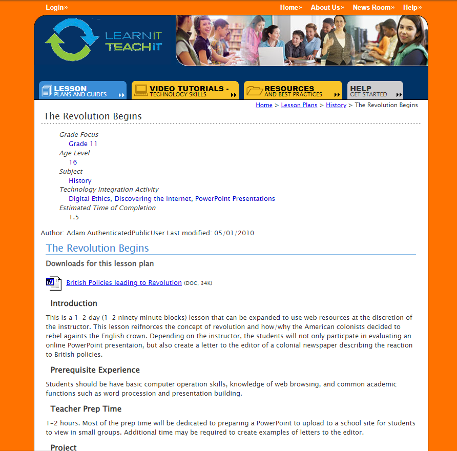 The Revolution Begins Lesson Plan