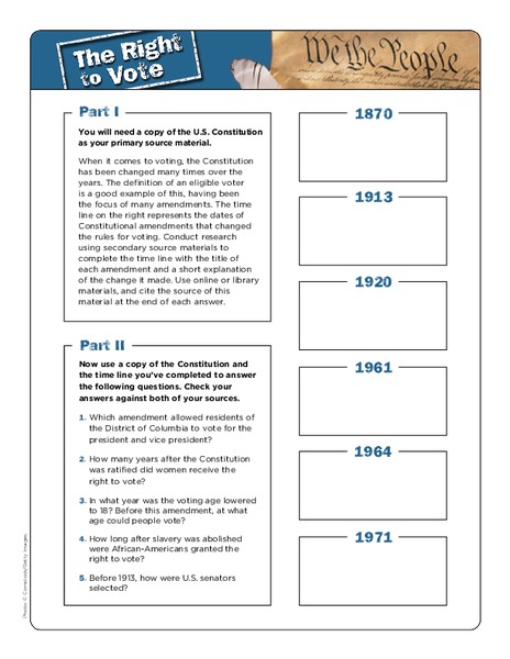 The Right to Vote Worksheet