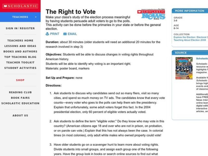 The Right to Vote Lesson Plan