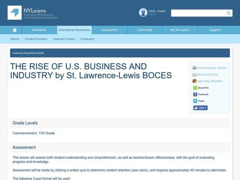 The Rise of U.S. Business and Industry Lesson Plan