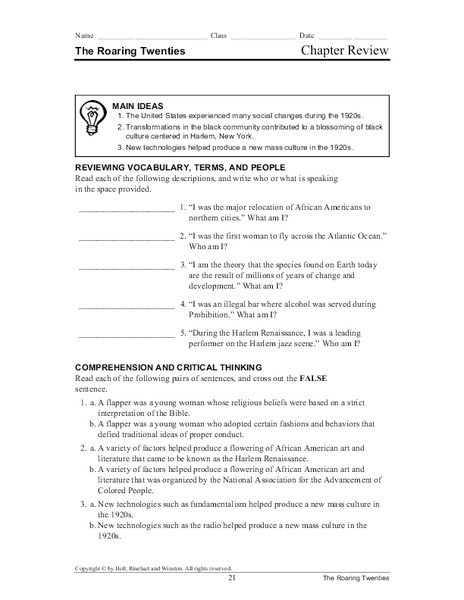 The Roaring Twenties Lesson Plan