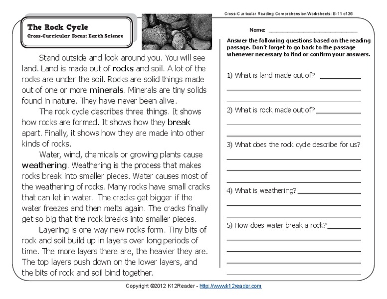The Rock Cycle Worksheet