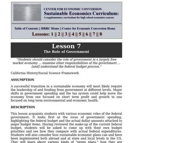 The Role of Government Lesson Plan