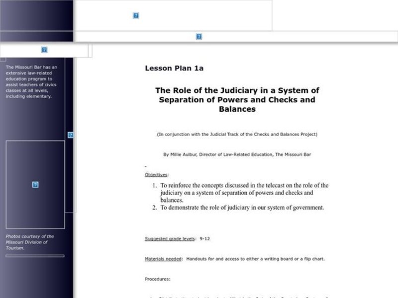The Role of the Judiciary in a System of Separation of Powers and Checks and Balances Lesson Plan