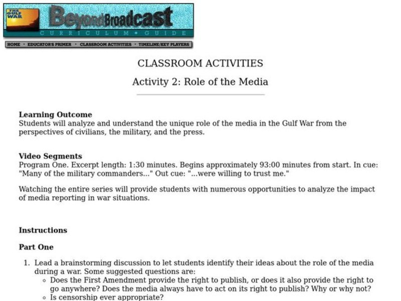 The Role of the Media Lesson Plan