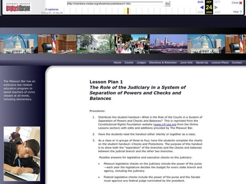 The Role of the Judiciary in a System of Separation of Powers and Checks and Balances Lesson Plan