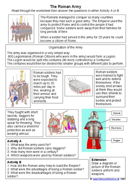 The Roman Army Worksheet