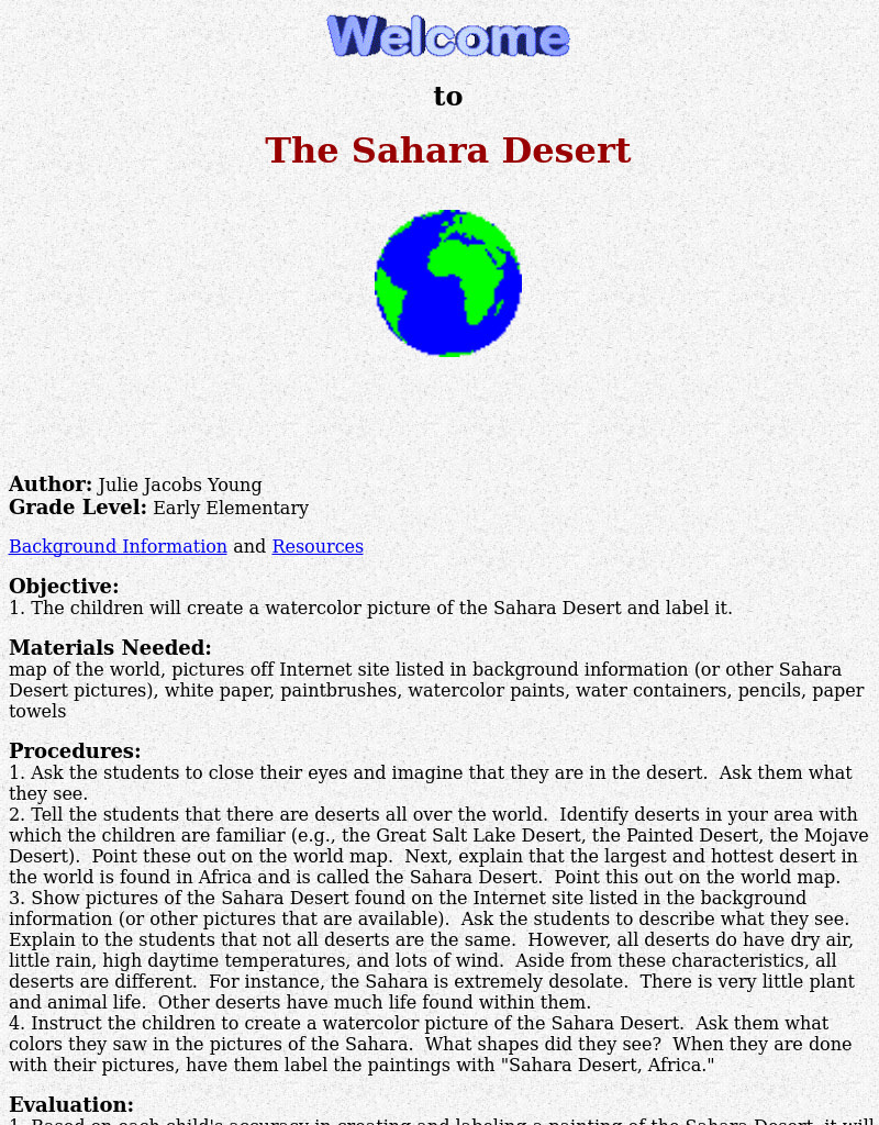 The Sahara Desert Lesson Plan