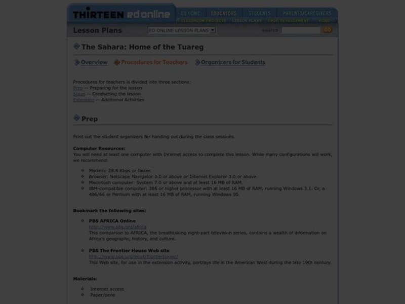 The Sahara: Home of the Tuareg Lesson Plan