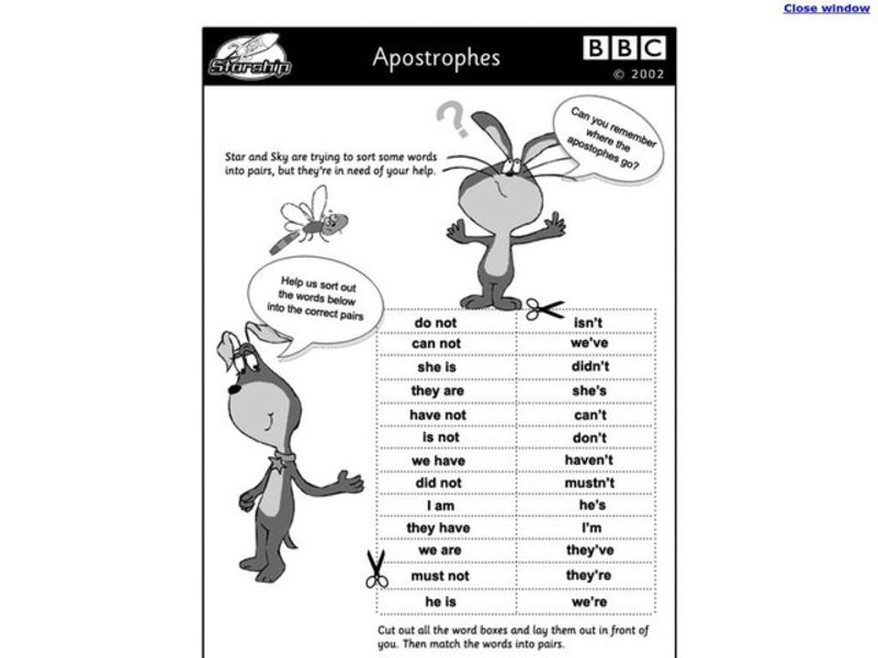 Apostrophes and Contractions Worksheet
