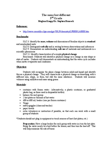 The Same But Different Lesson Plan