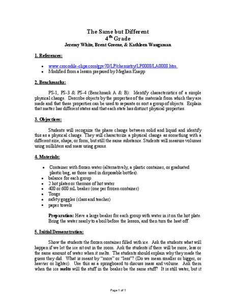 The Same But Different Lesson Plan