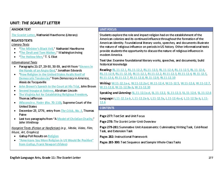 The Scarlet Letter Unit Plan
