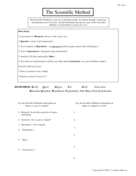 The Scientific Method Worksheet