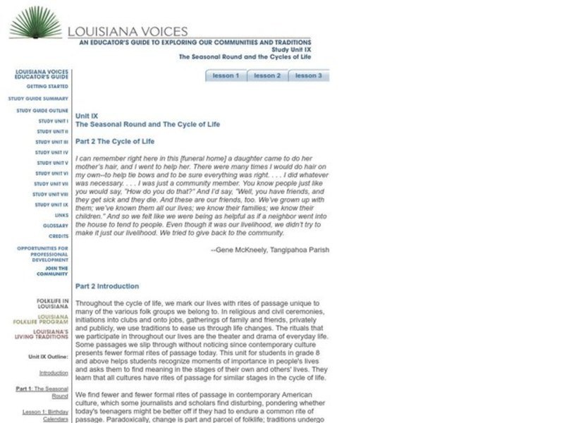 The Seasonal Round and The Cycle of Life Lesson Plan