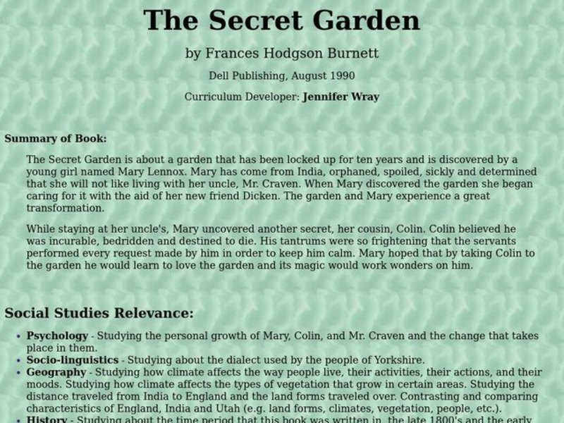 The Secret Garden Lesson Plan