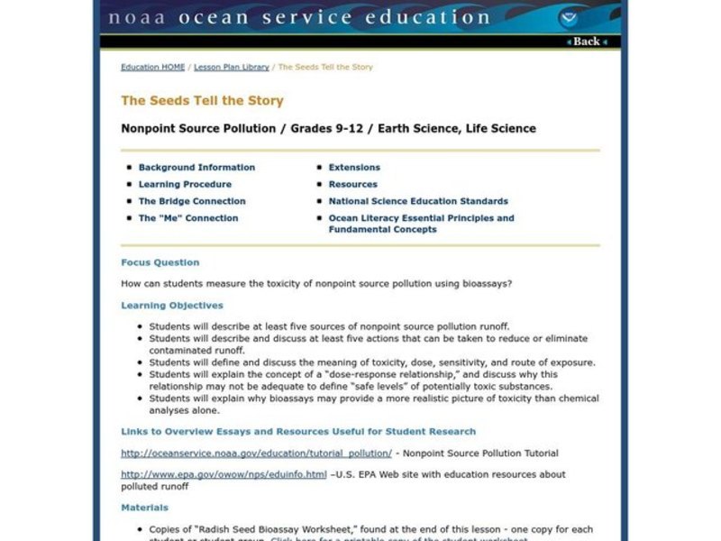 The Seeds Tell the Story Lesson Plan