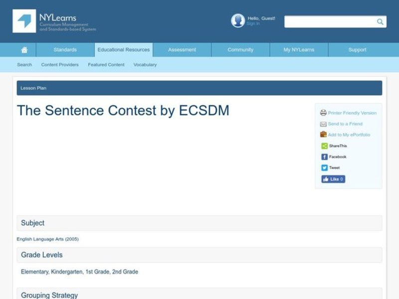 The Sentence Contest Lesson Plan