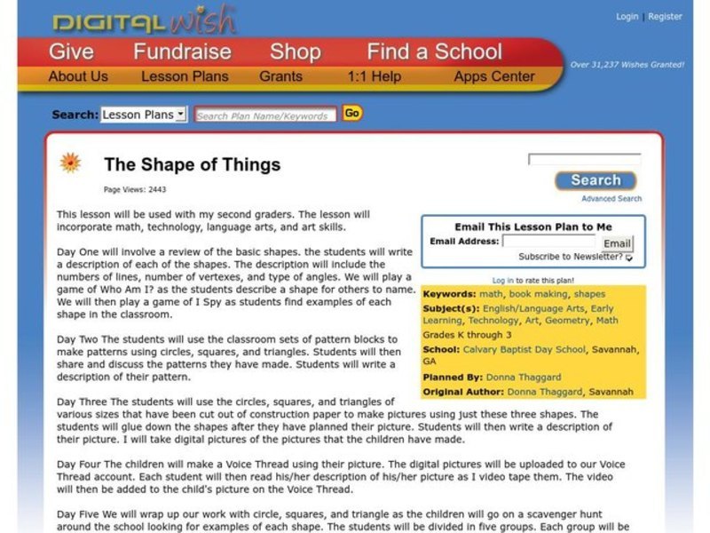 The Shape of Things Lesson Plan