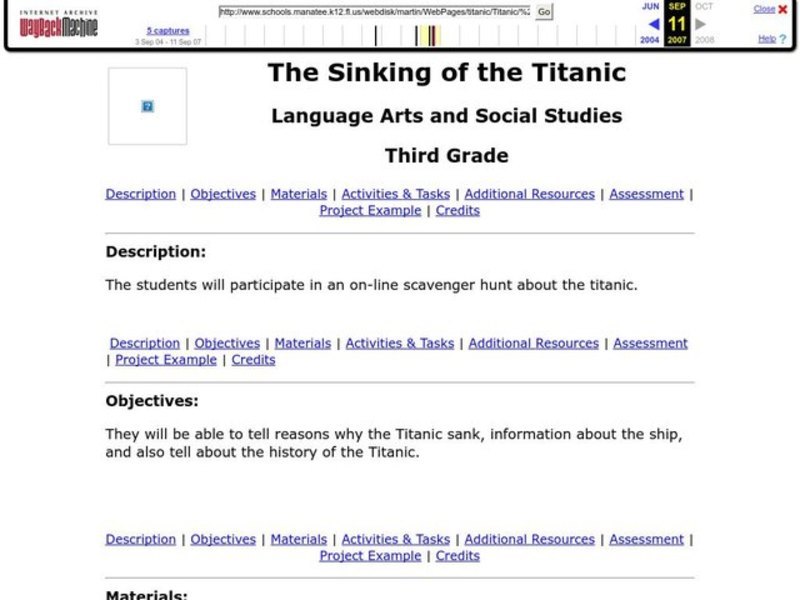 The Sinking of the Titanic Lesson Plan
