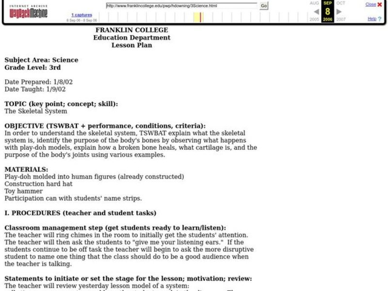 The Skeletal System Lesson Plan
