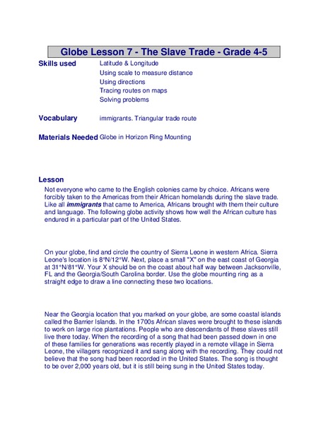 The Slave Trade Lesson Plan