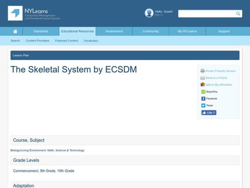 The Skeletal System Lesson Plan