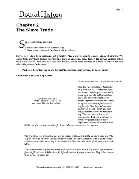 The Slave Trade Worksheet