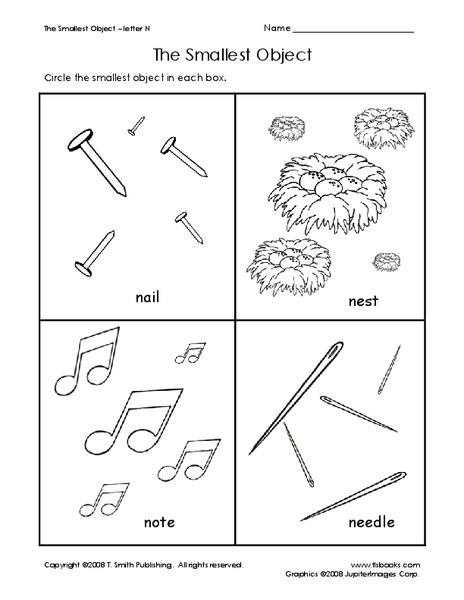 The Smallest Object Worksheet