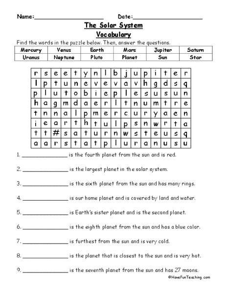 The Solar System Lesson Plan