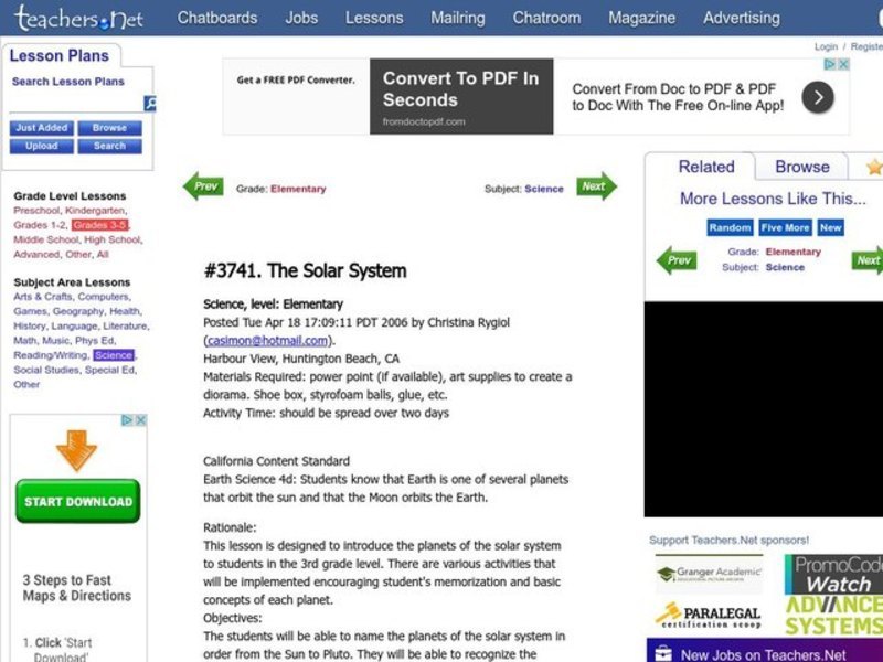 The Solar System Lesson Plan