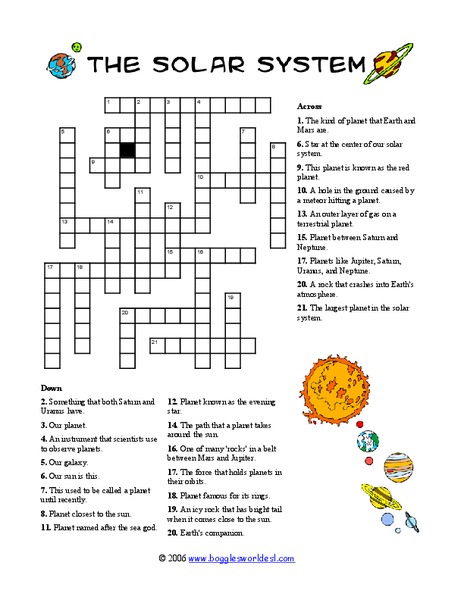 The Solar System Worksheet