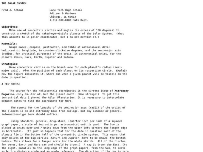 The Solar System Lesson Plan