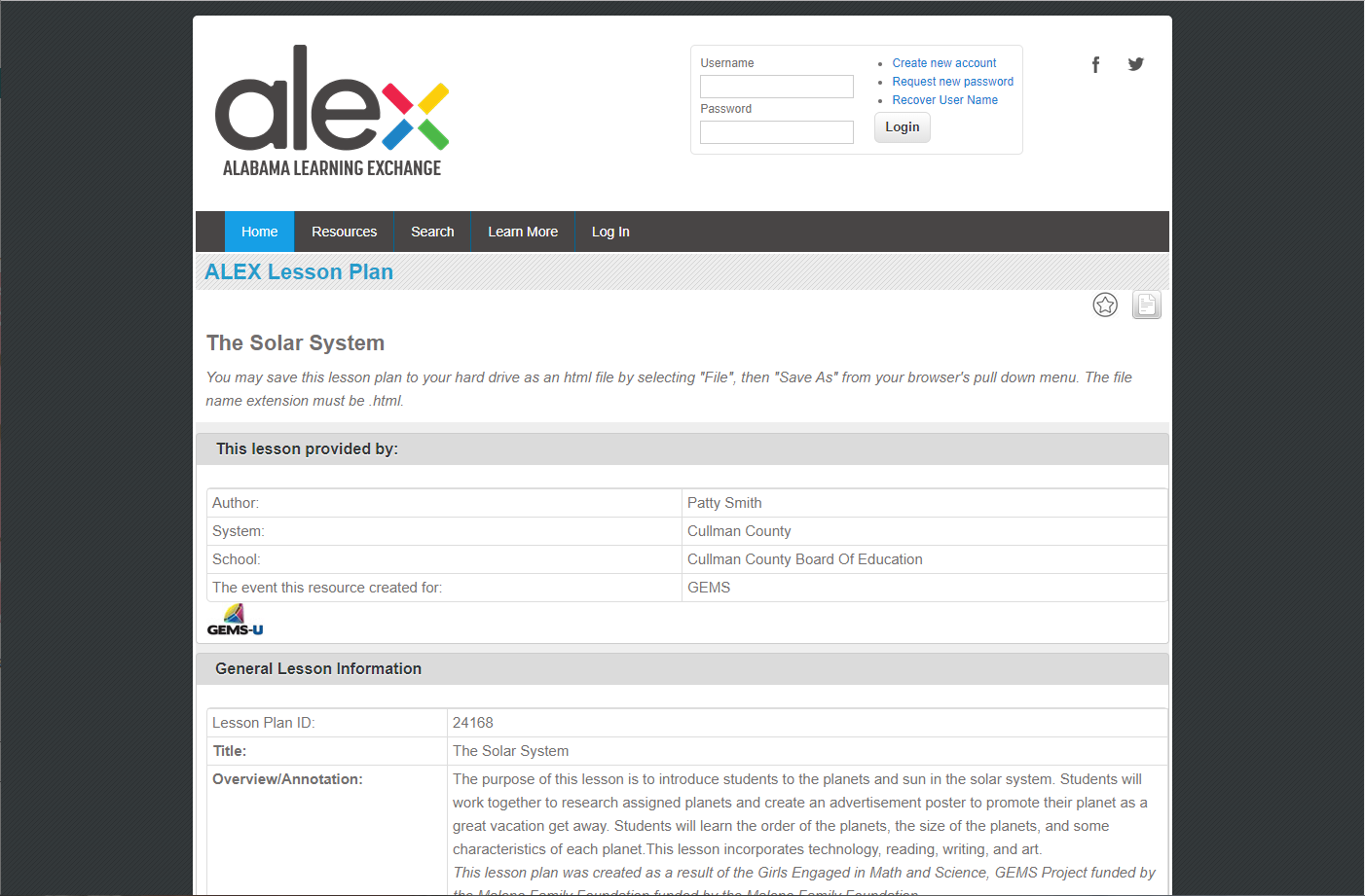 The Solar System Lesson Plan