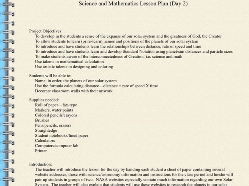The Solar System Lesson Plan