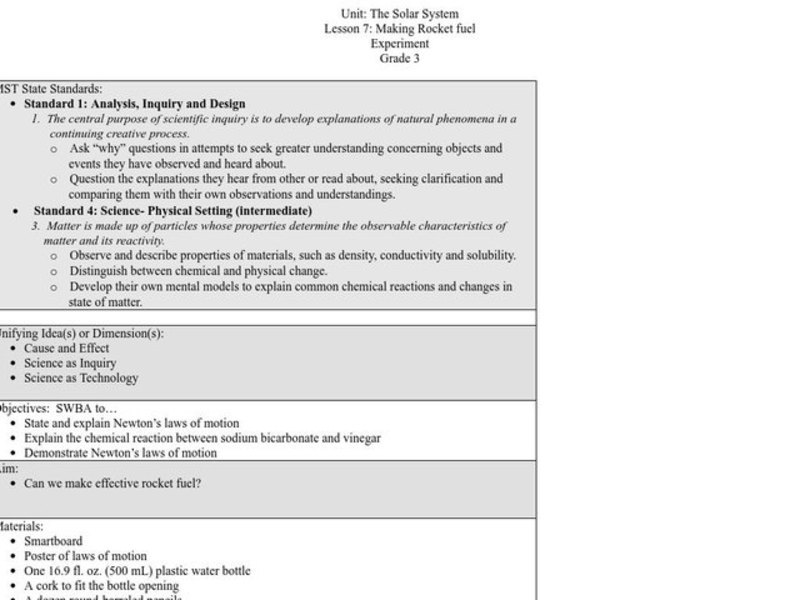 The Solar System Lesson Plan