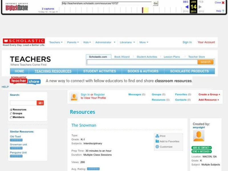 The Snowman Lesson Plan