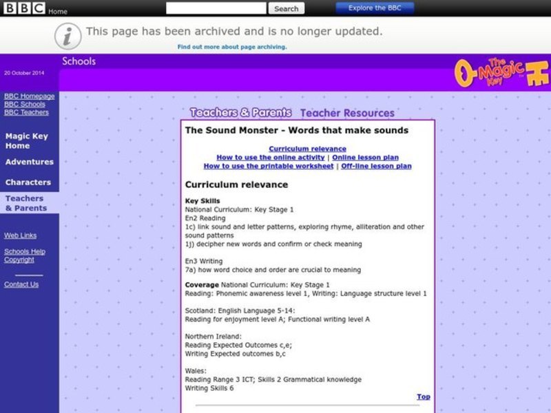 The Sound Monster - Words That Make Sounds Lesson Plan