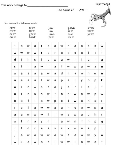 The Sound of AW Worksheet
