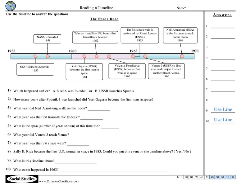 The Space Race Worksheet