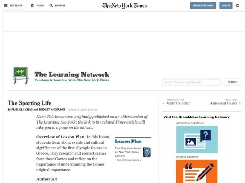 The Sporting Life Lesson Plan