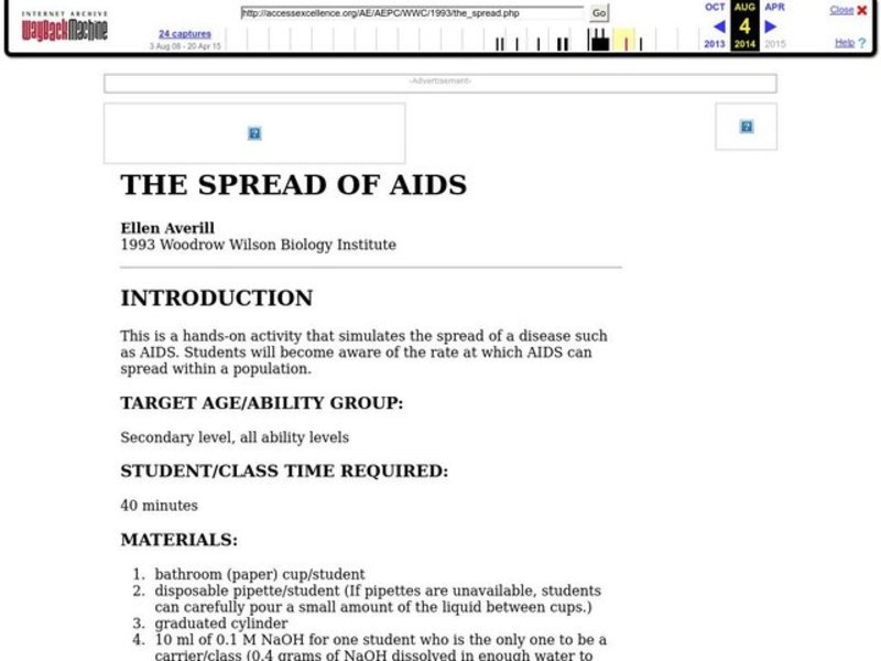 THE SPREAD OF AIDS Lesson Plan