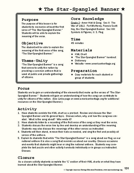 The Star-Spangled Banner Lesson Plan