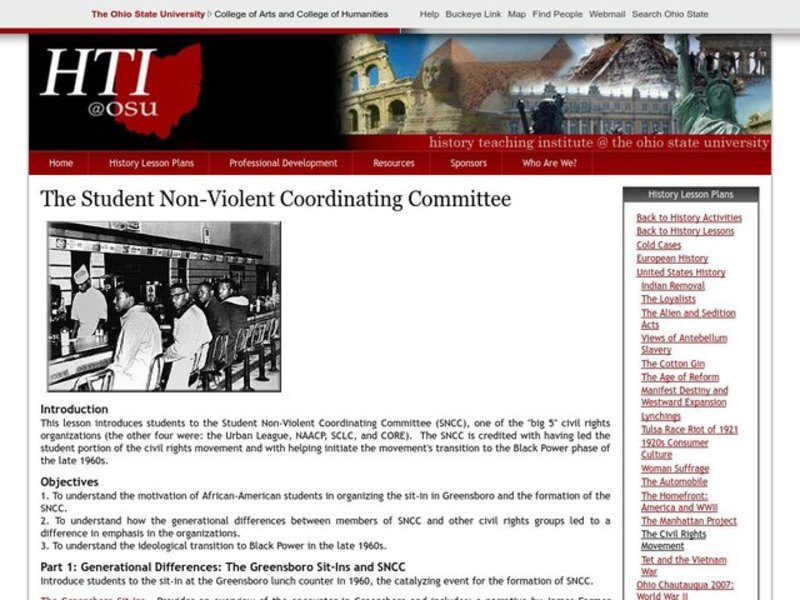 The Student Non-Violent Coordinating Committee Lesson Plan